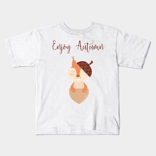 Little Squirrel Happy Autunm - Fall Begins Kids T-Shirt